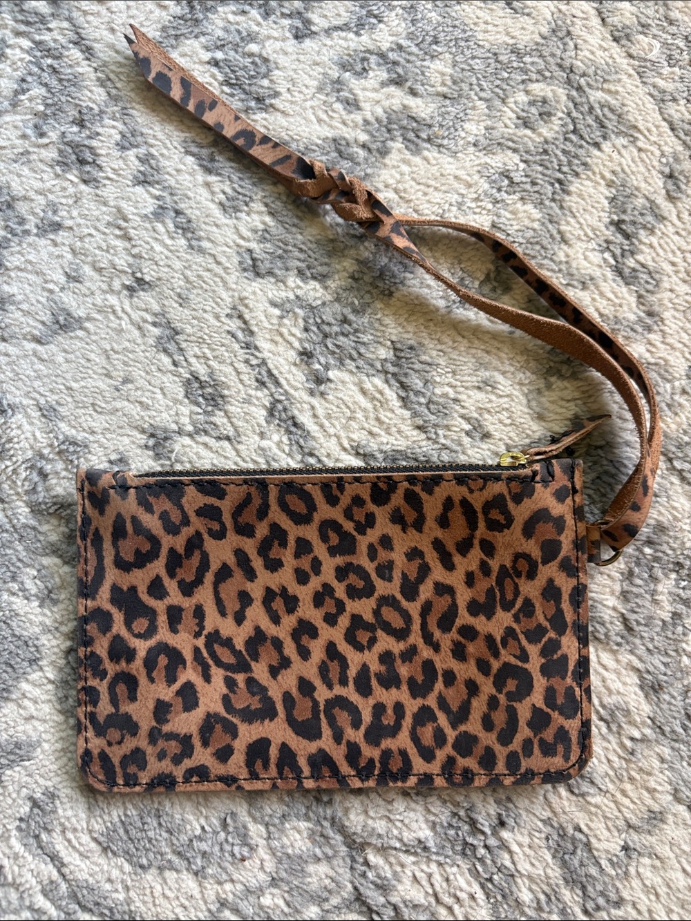 Leopard Print Wristlet Clutch - Brown/Black